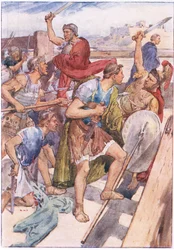 La poursuite de Caius Gracchus, de Vies de Plutarque publié par T C & E C Jack Ltd, années 1920